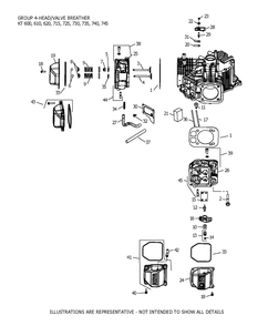 Kt725-3101 Cylinderhead And Breather Diagram and Parts List for KT725-3101  Cub Cadet Engine